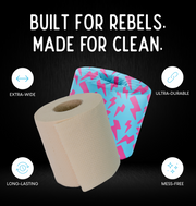 Skid Slayer bamboo toilet paper rolls in plastic-free packaging